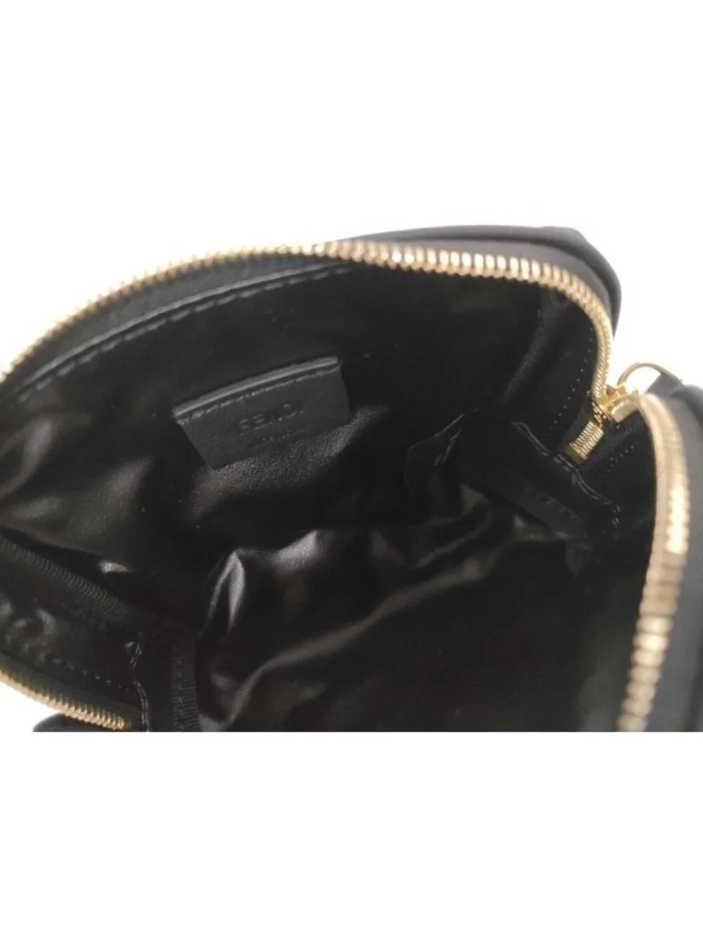 Fendi Pouch Makeuppouch Black Canvas FF Embossed Gold